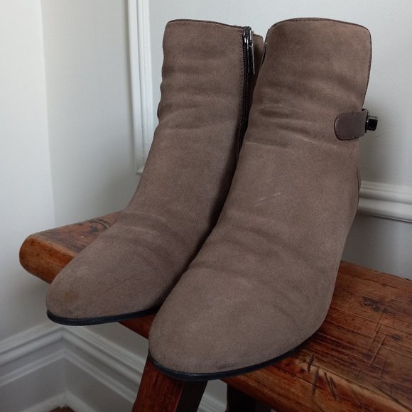 Aquatalia Brown Taupe Suede Wedge Boots Made in ITALY - Picture 2 of 14